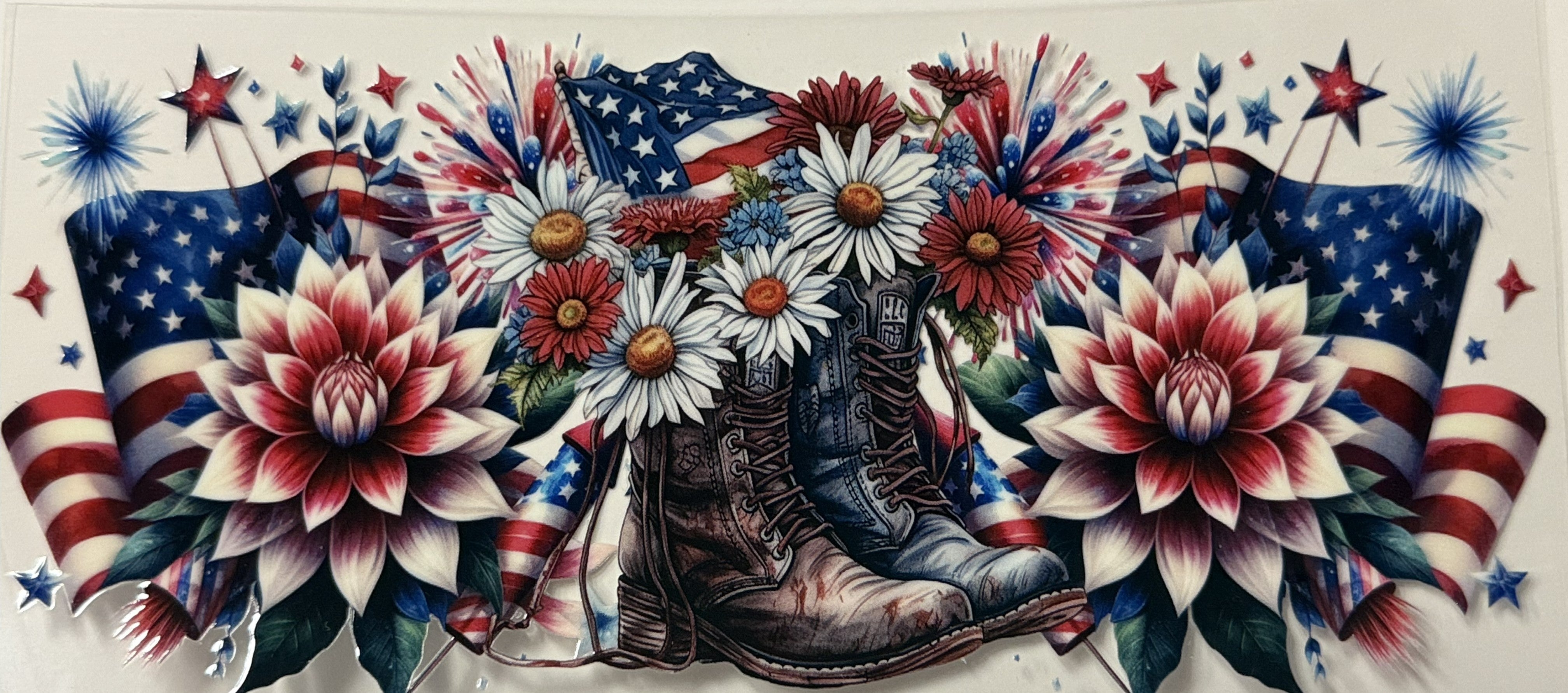 Boots with Flag and Flowers