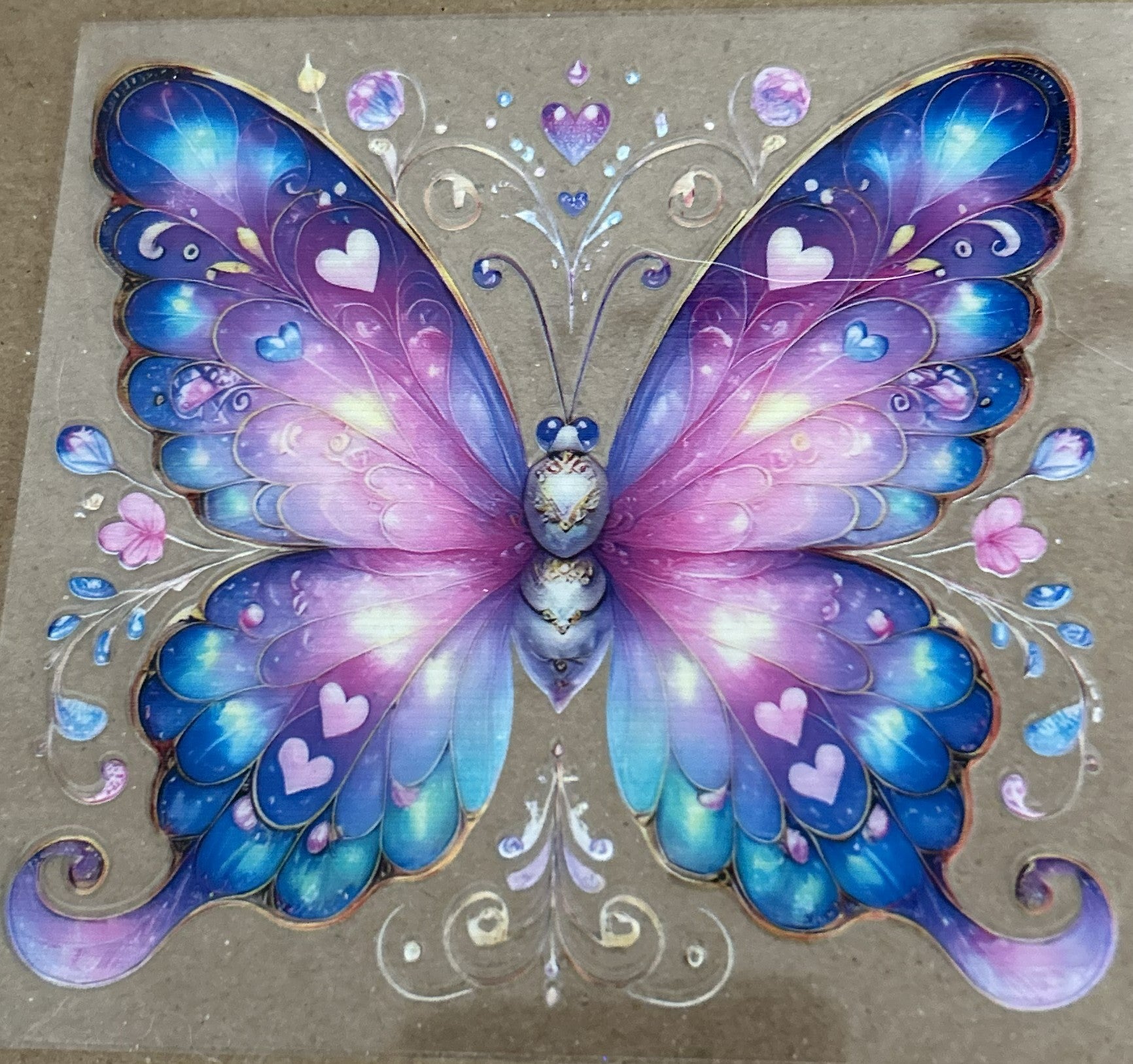 Butterfly - Blue and Lavender with hearts