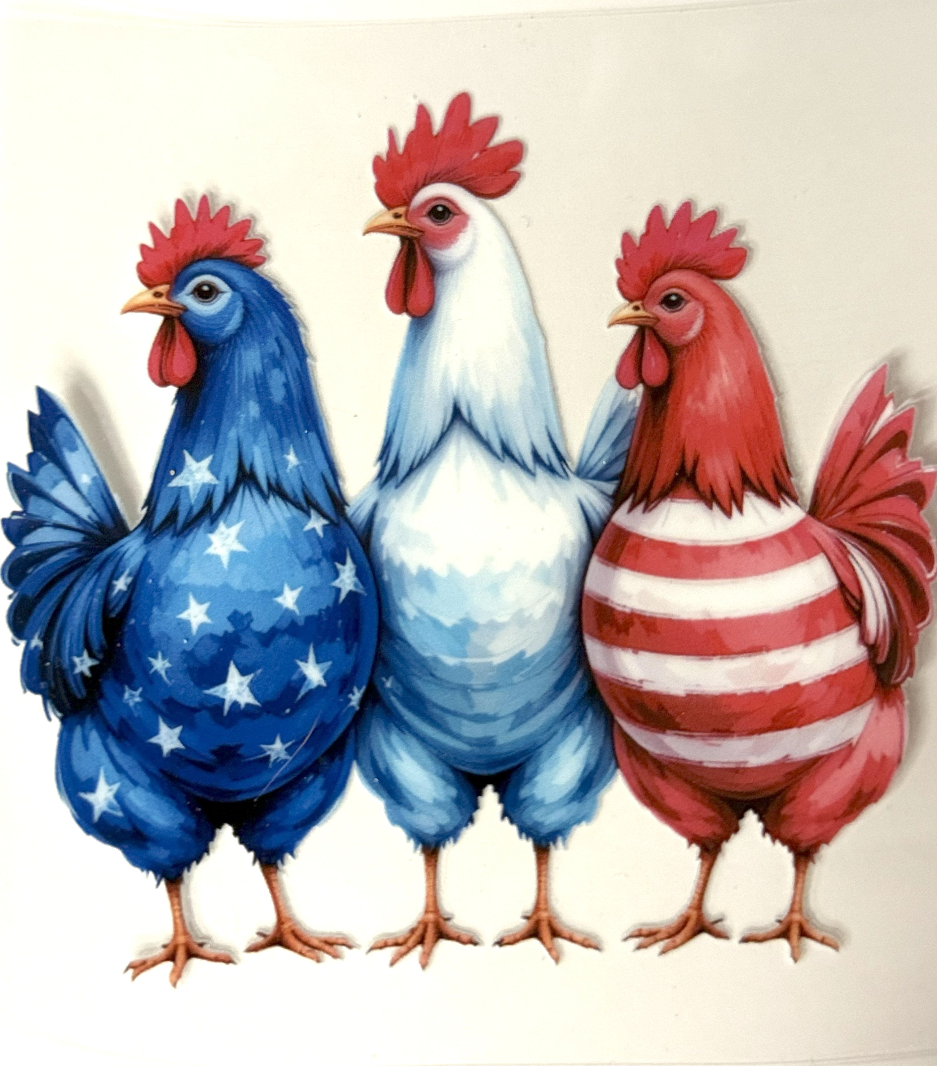 Blue White Red Roosters