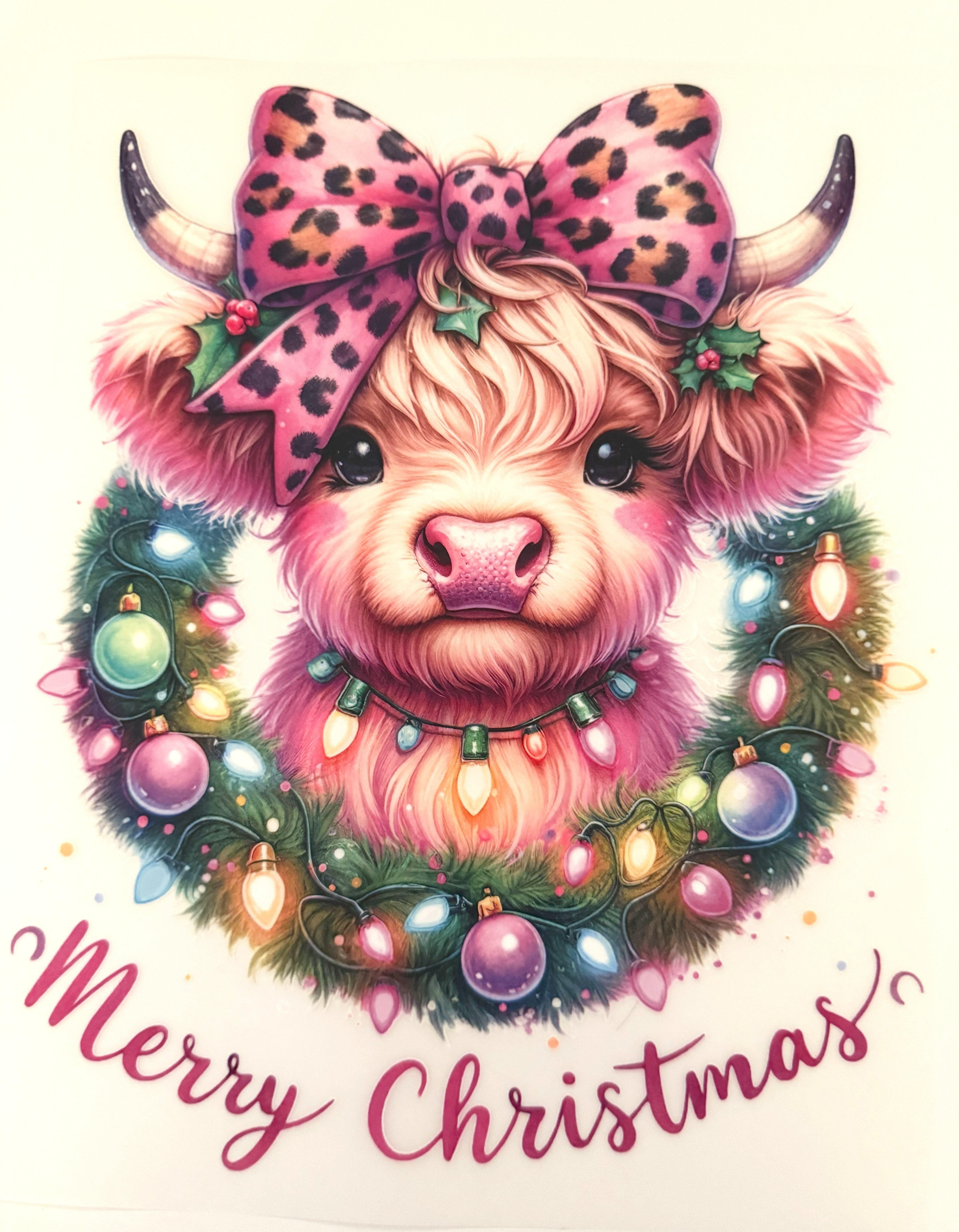 Pink Cow Merry Christmas