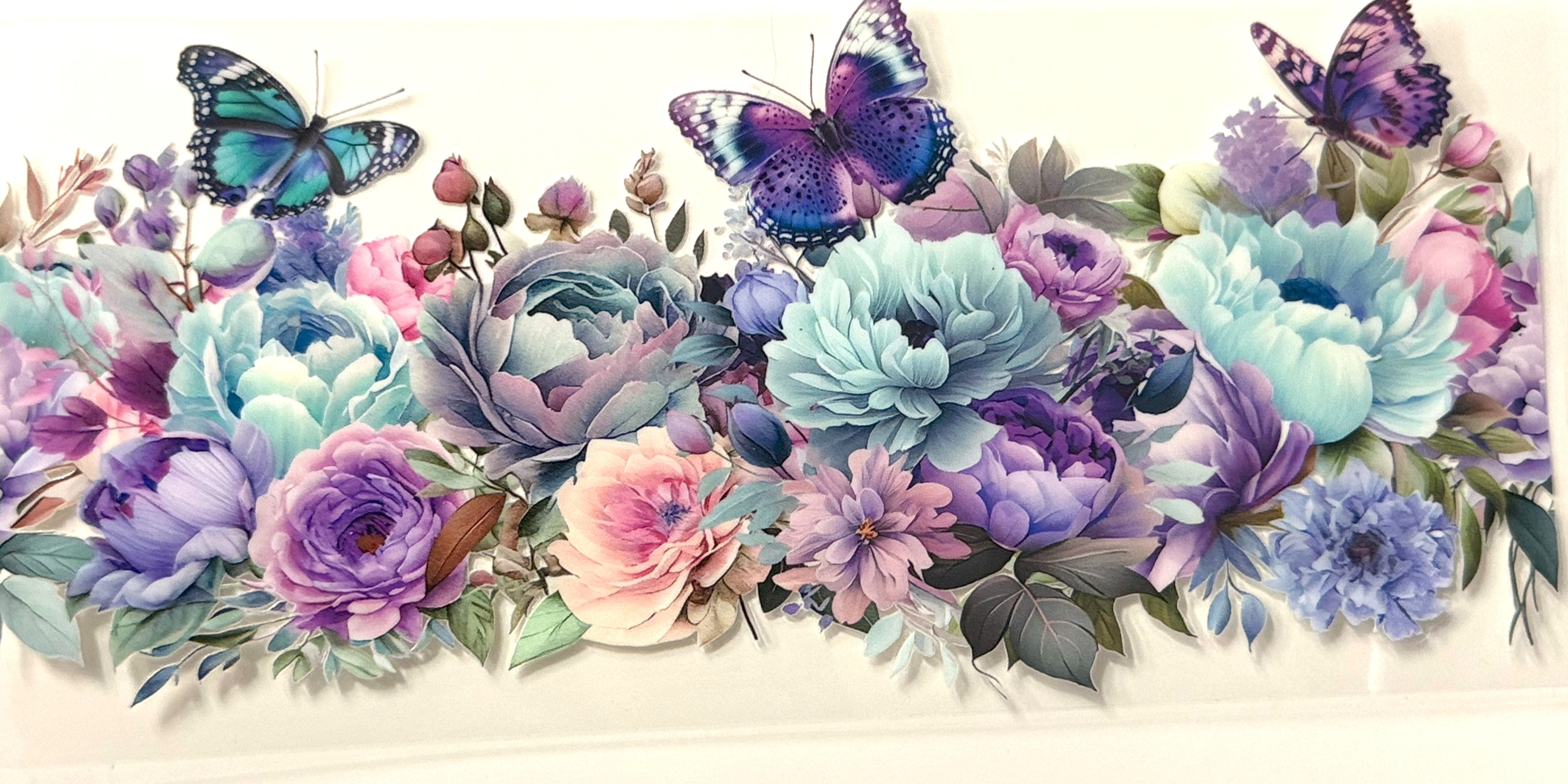 Purple Butterfly with Flowers #12