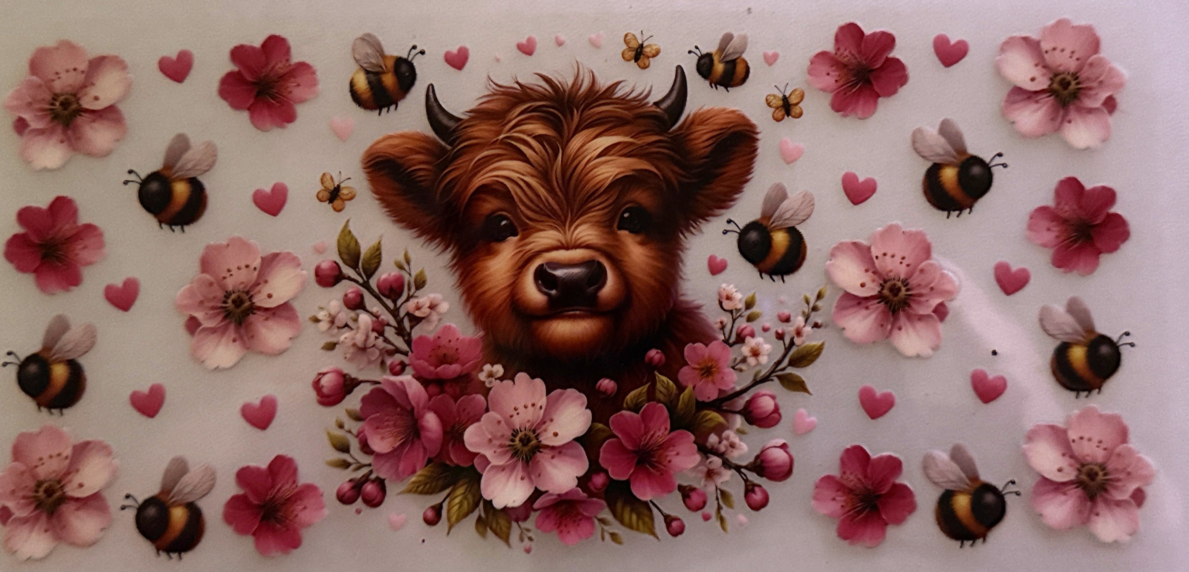 Cow - Pretty cow with bees and flowers #12