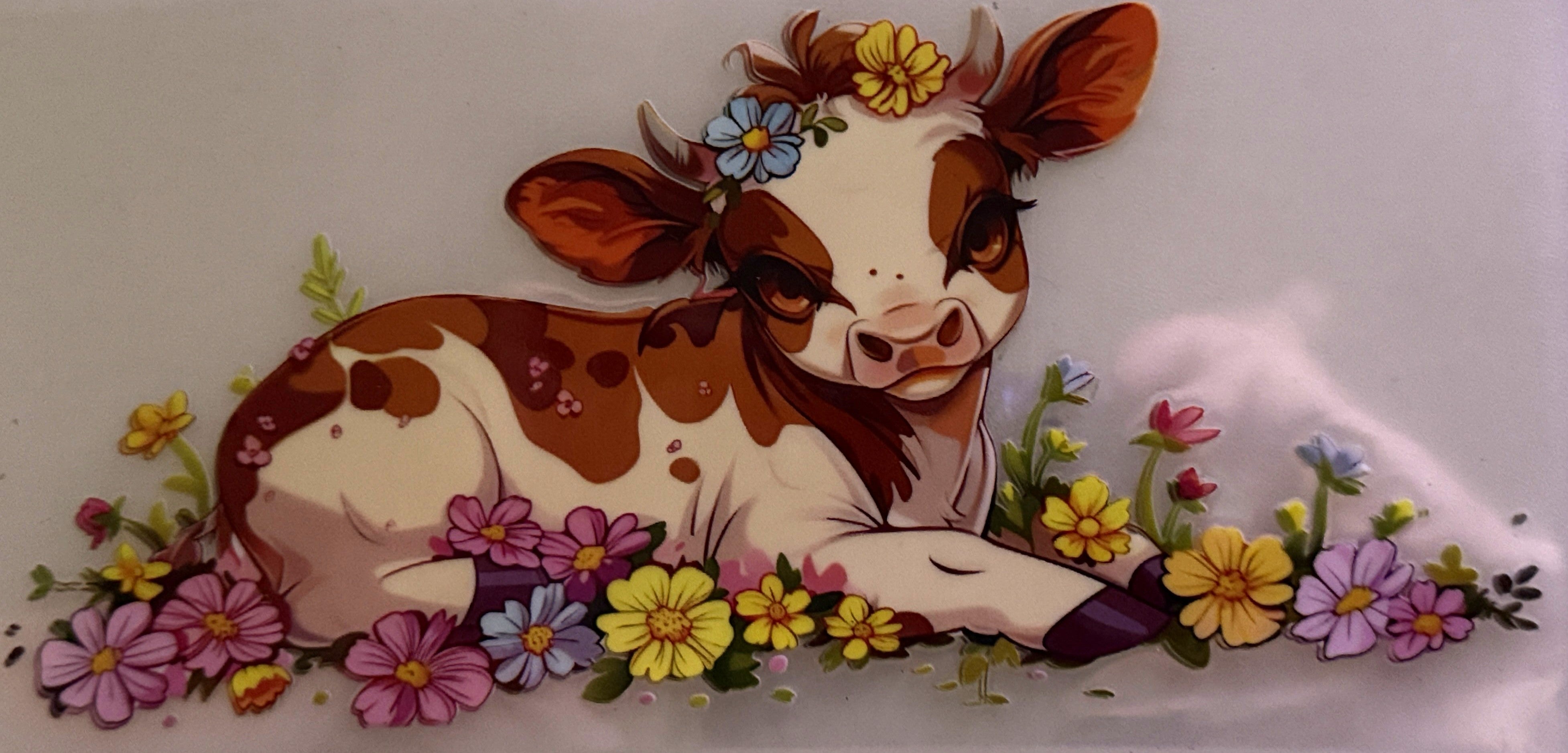 Cow - Laying down in a bed of flowers #23