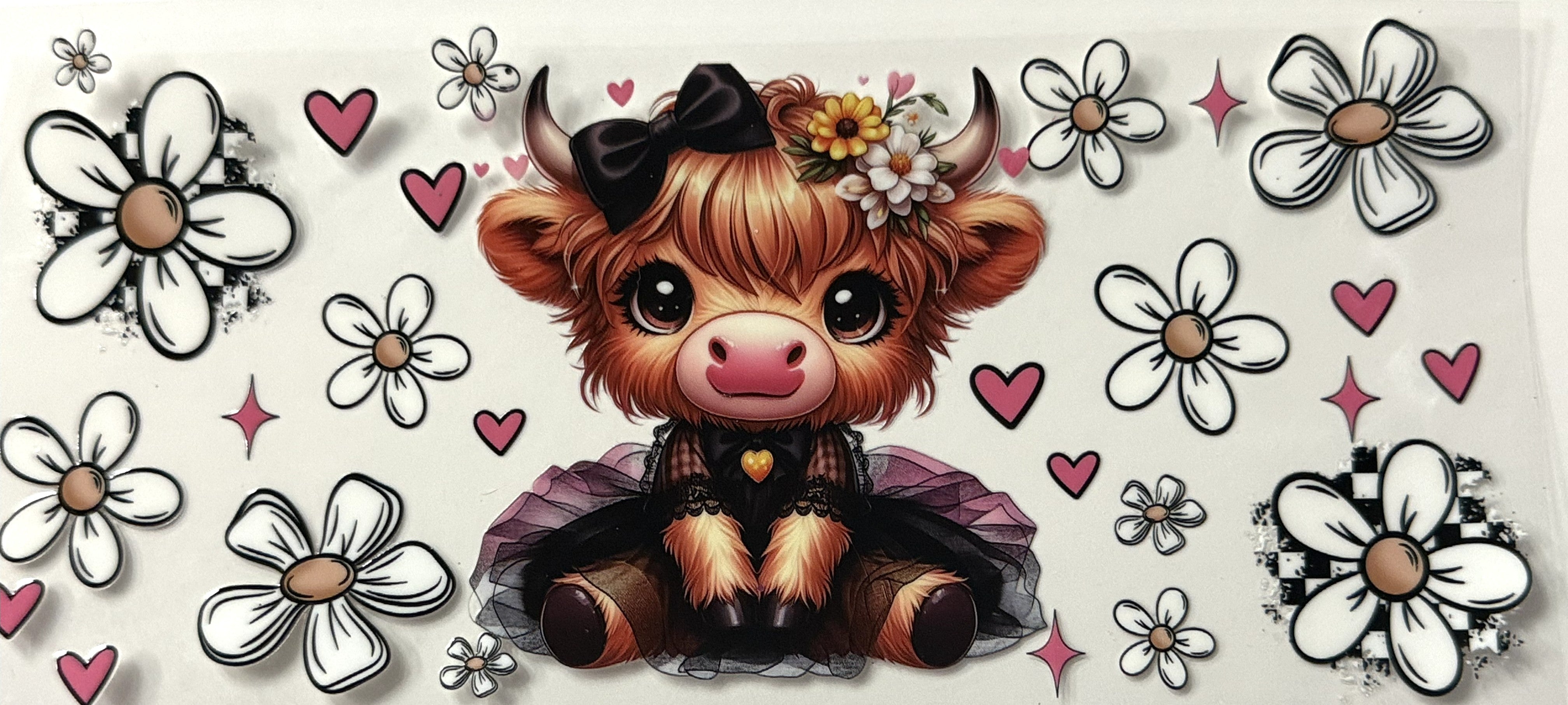 Cow - Cute Cow with Black bow and Daisys #28