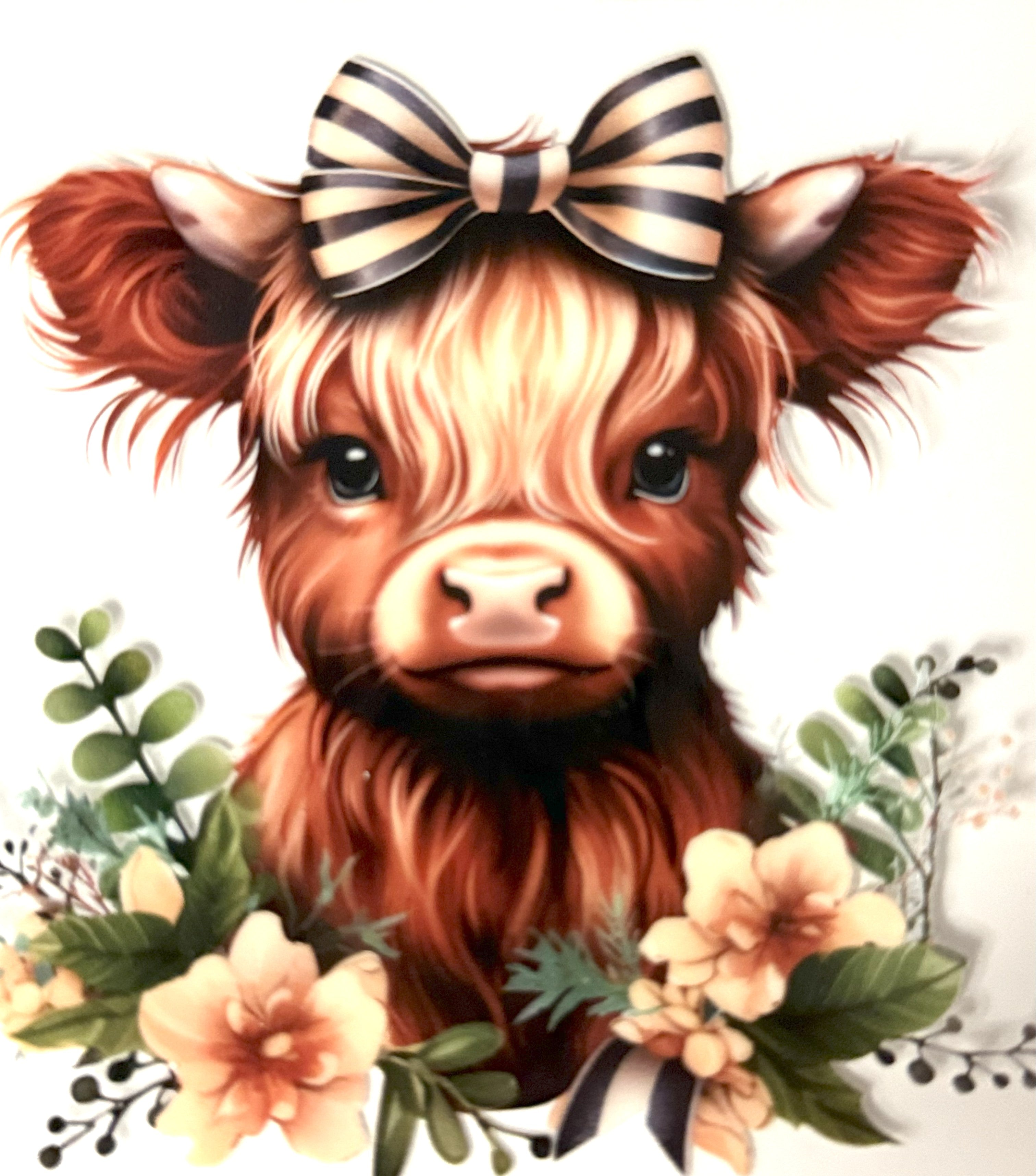 Decal - Cow with Flowers