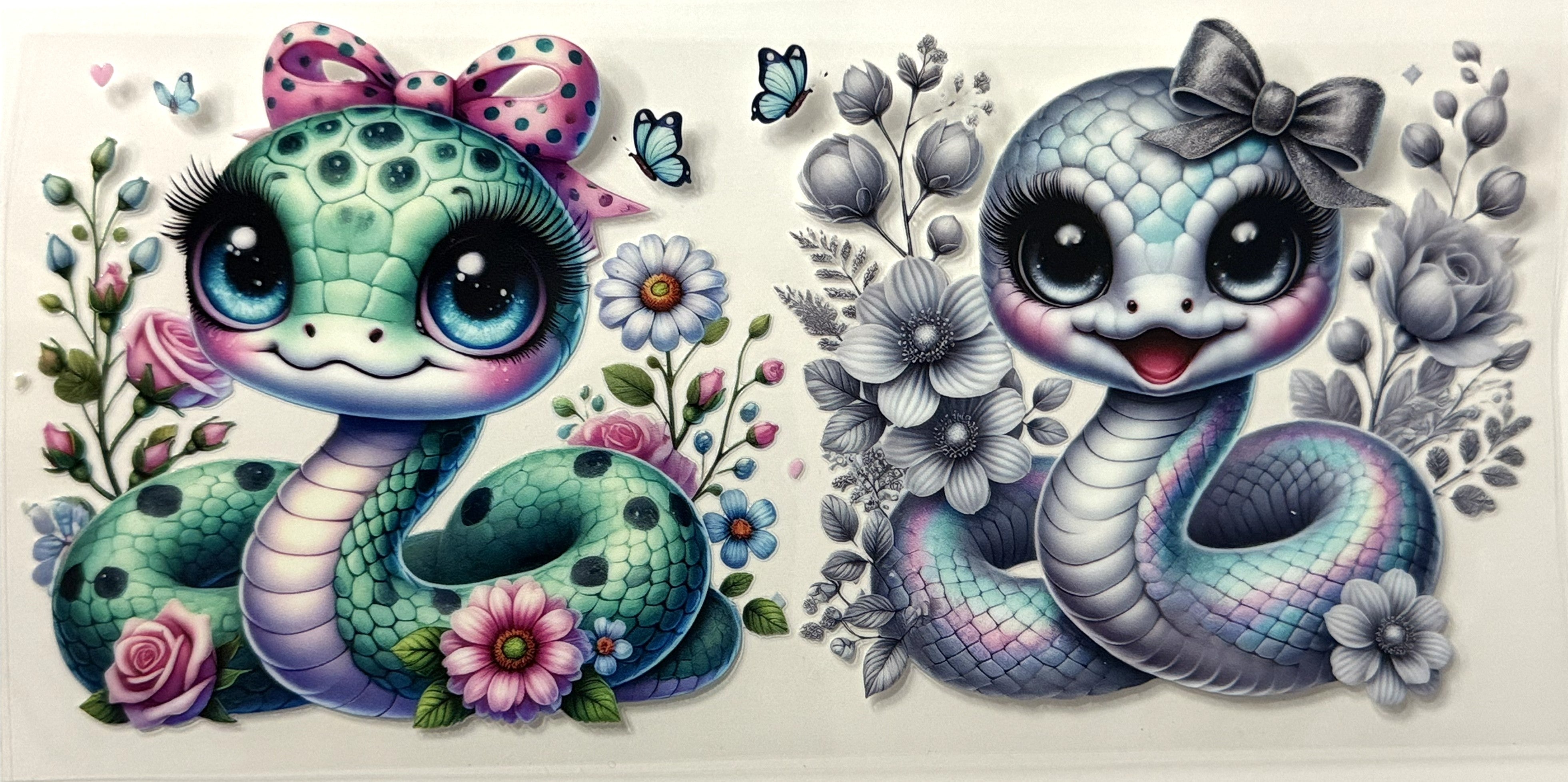 Reptiles - Green and Rainbow Cute Snakes - #1
