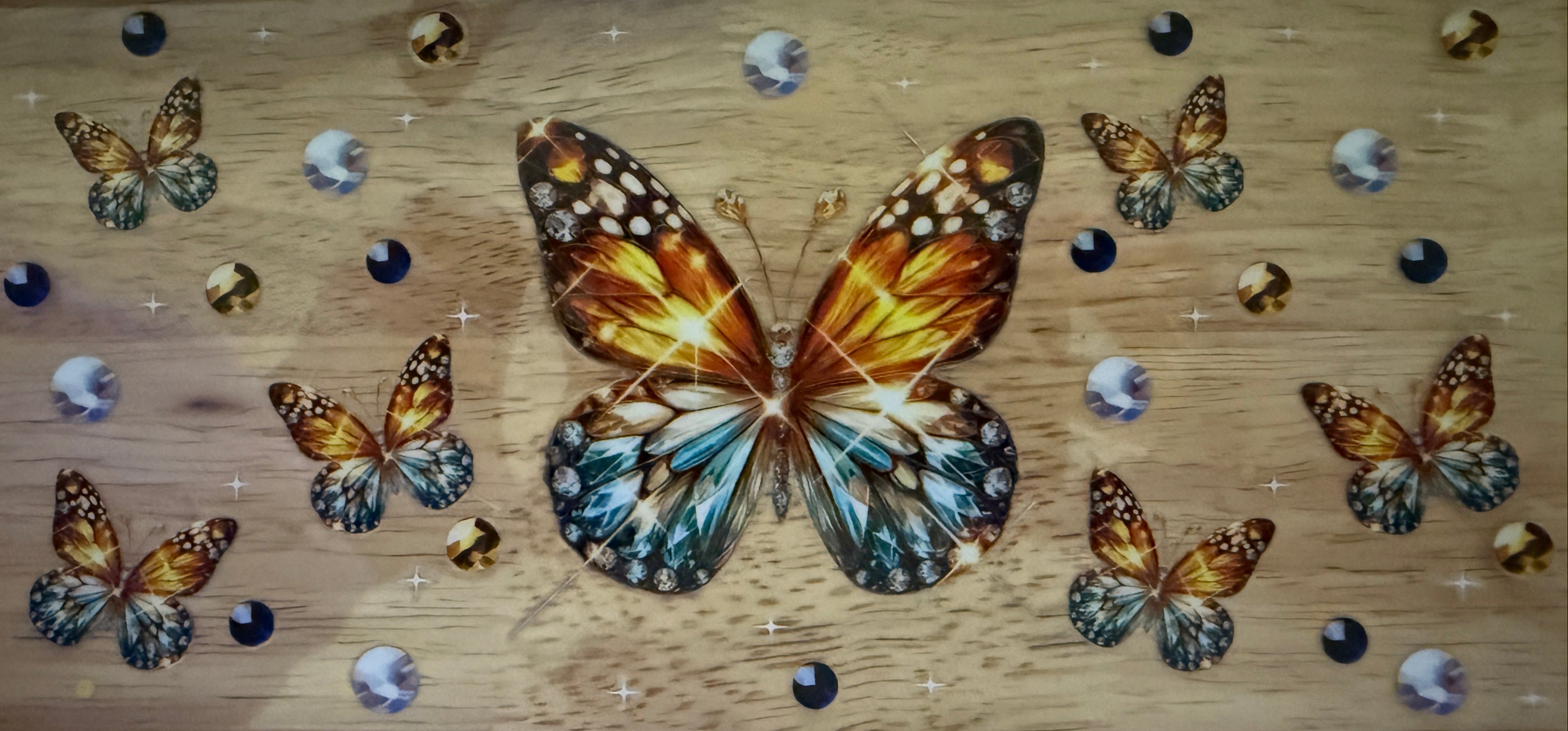 Amber & Teal Butterfly # 30