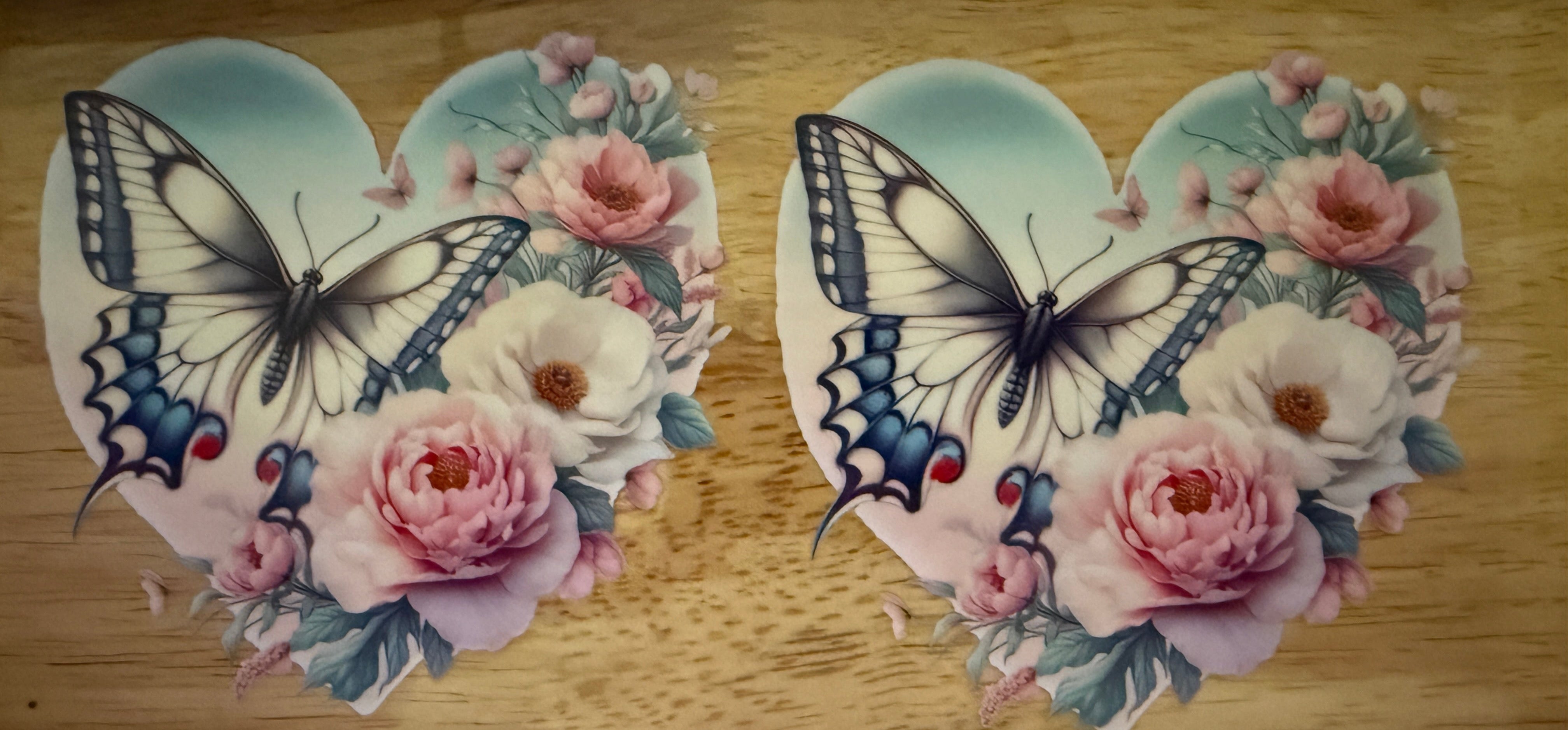 Blue Heart with Butterfly # 34