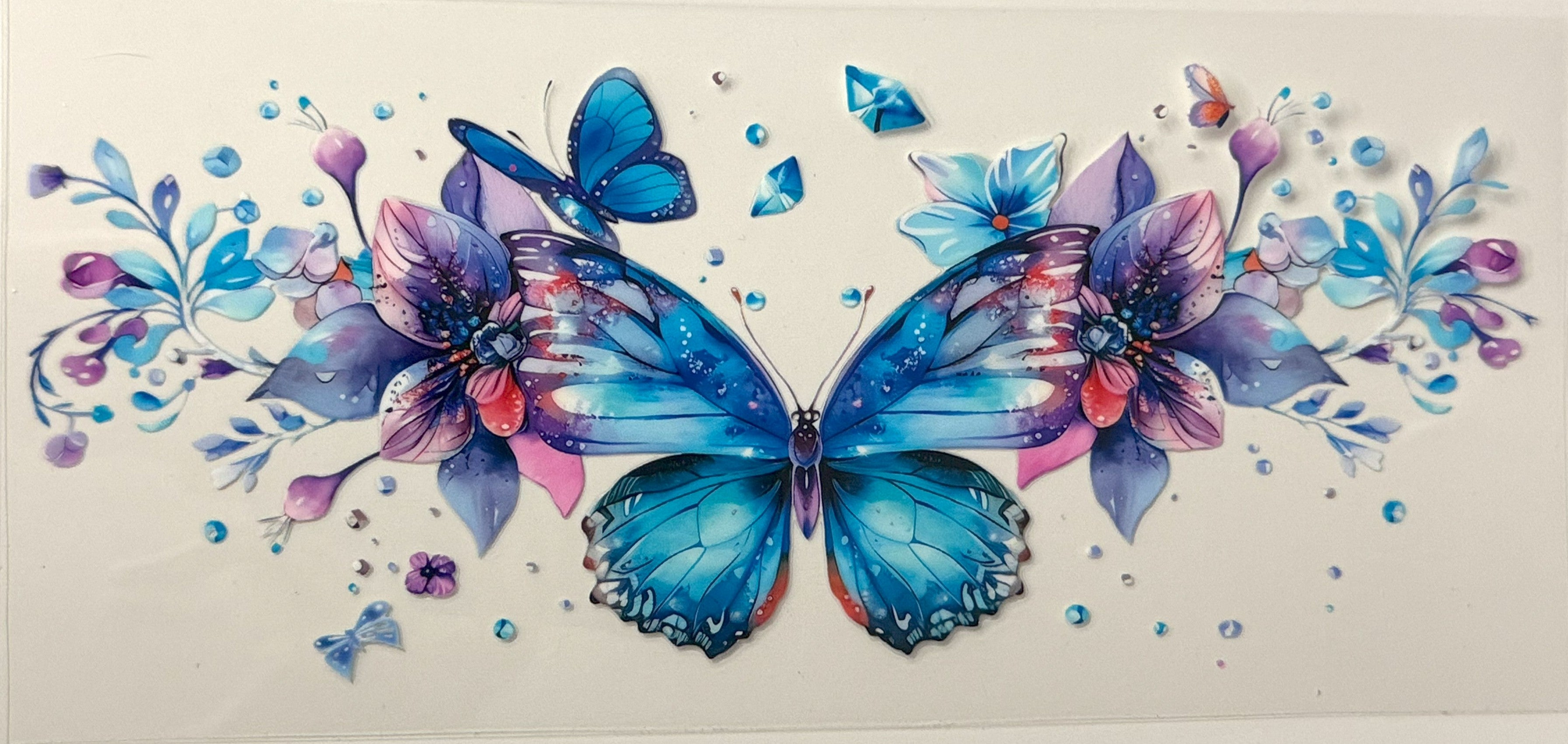 Blue Butterfly with Flowers - #13