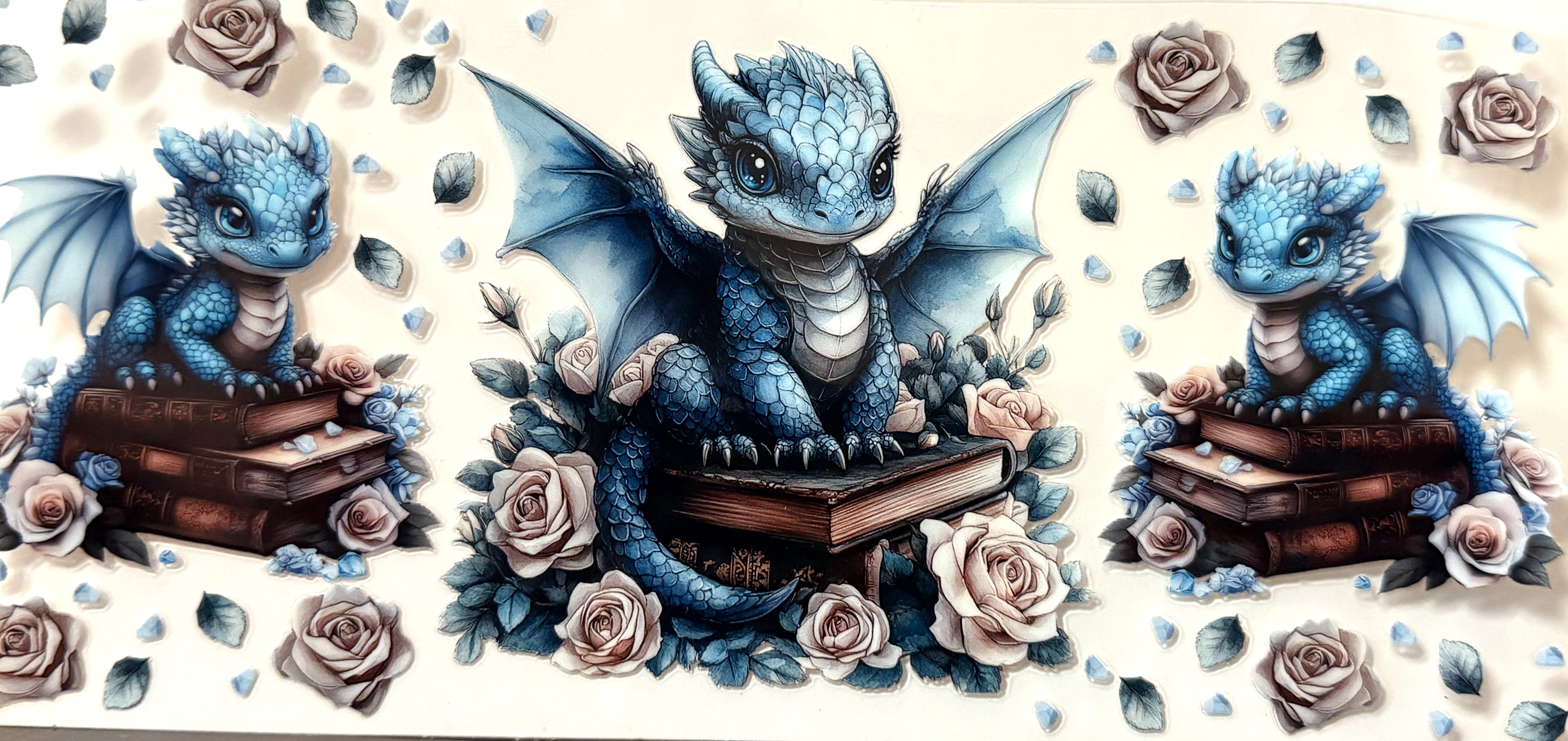 Reptiles - Light Blue Dragon with Blue Roses #5