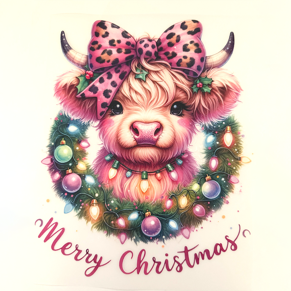 Pink Cow Merry Christmas